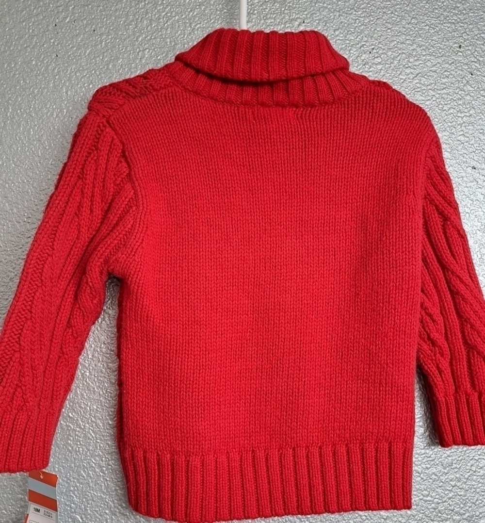 NWT Cat & Jack Boy's Red Shawl Collar Sweater Size 18M - Picture 3 of 6